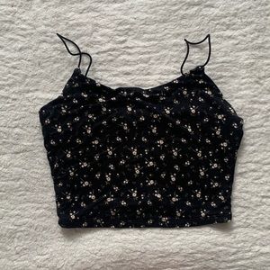 GARAGE black floral cropped tank top